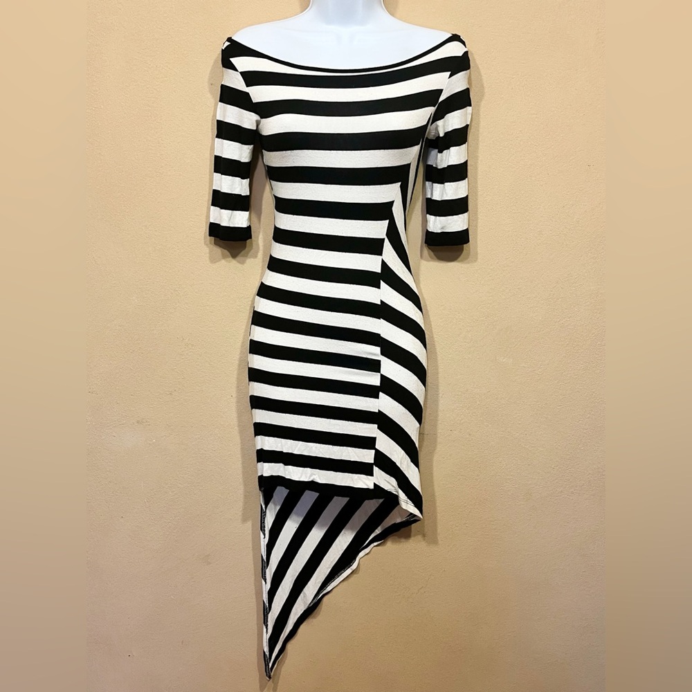 Bebe Asymmetric Off Shoulder Dress
